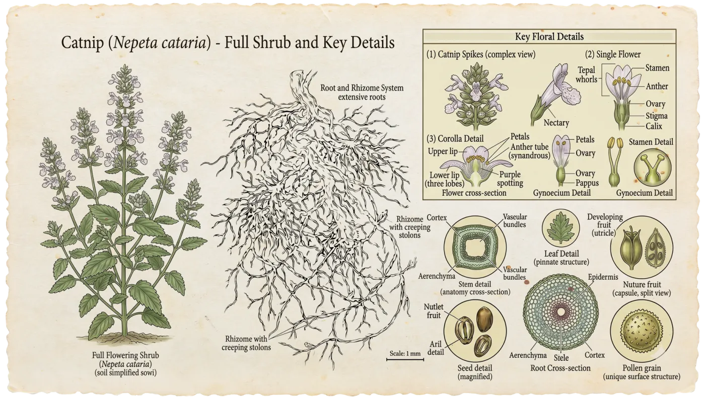 Catnip botanical illustration