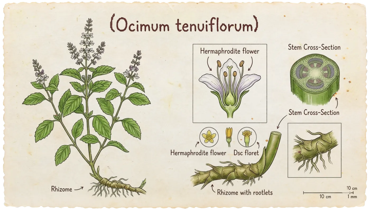 Holy Basil botanical illustration