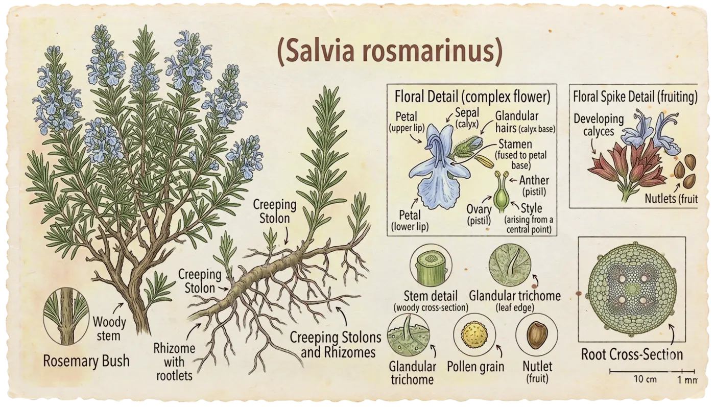 Rosemary botanical illustration