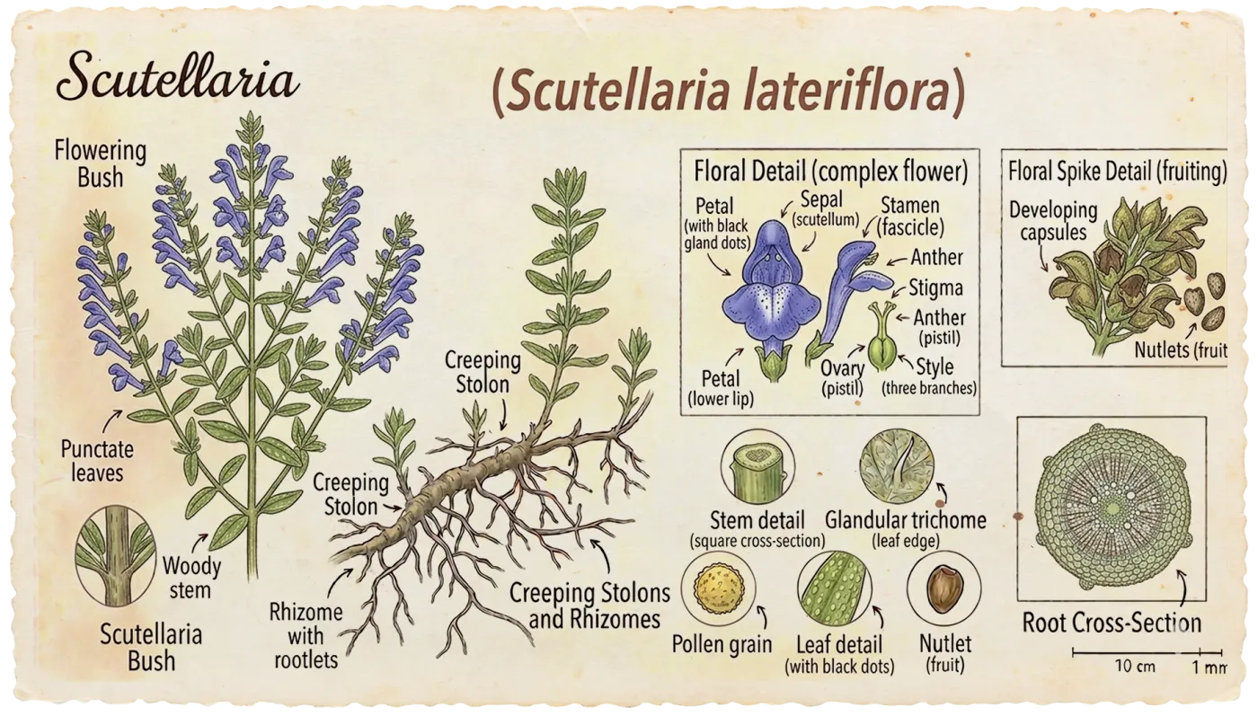 Skullcap botanical illustration