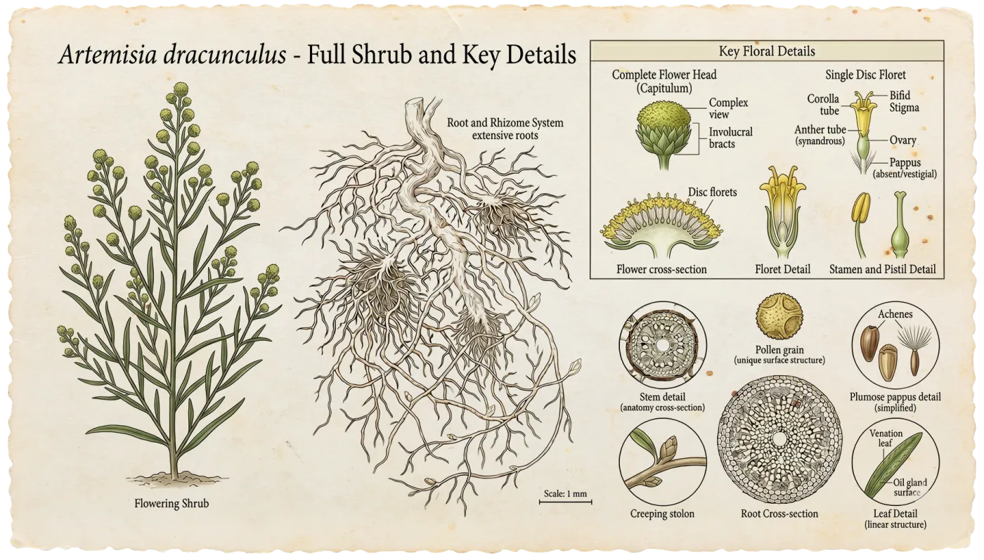 Tarragon botanical illustration