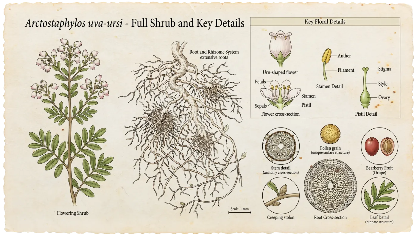 Uva Ursi botanical illustration