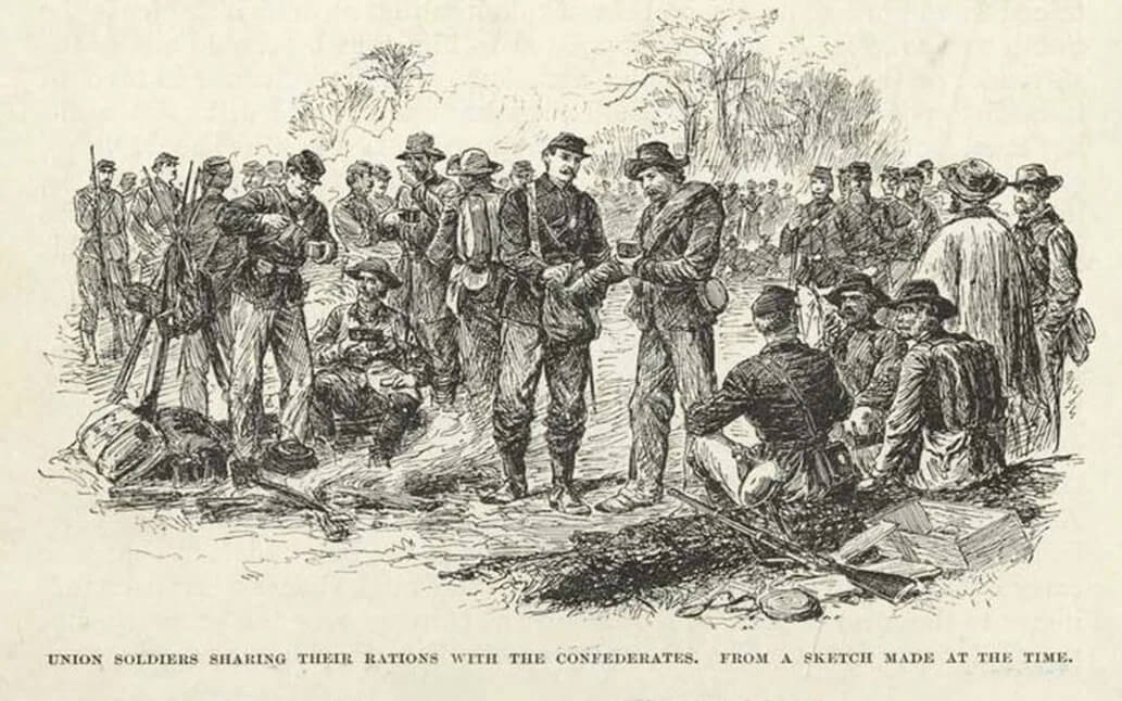 01M1556XGKC8TKA14P8FAQGJYV uniond confederate soldiers exchanging rations