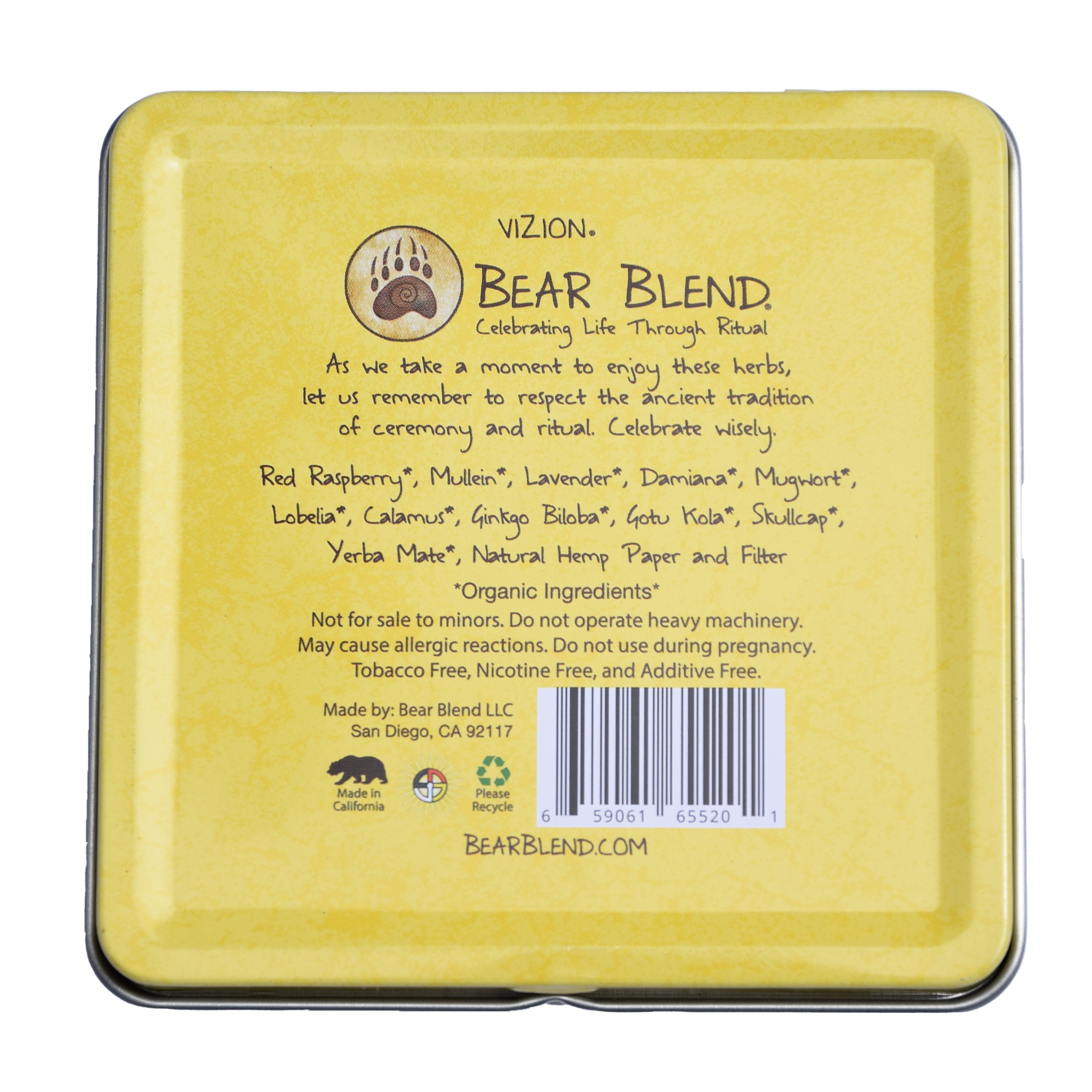  Bear Blend Organics Vizion Herbal Ceremonial Blend 22g - Herbal  Smoking Blend - Smokable Herbs - Herbal Tea - Herbal Cigarettes - Organic  Herbal Smoke Blend : Grocery & Gourmet Food